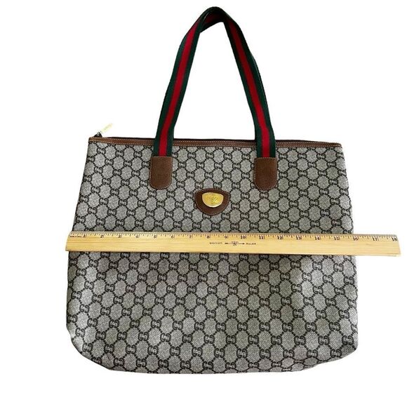 GUCCI Plus Web Sherry Line GG Plus Shoulder Tote Bag PVC Leather - Picture 3 of 16